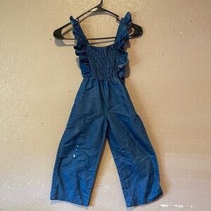 btween Ruffled Blue Denim Romper